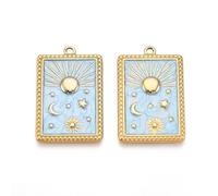 KitBeads Breloques célestes rectangulaires en émail avec lune, étoile, soleil, tarot pour la fabrication de bijoux, colliers, boucles d'oreilles, bracelets, travaux manuels