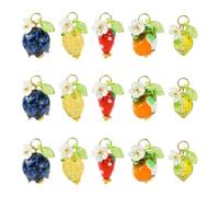 KitBeads Lampwork Breloques Pêche, Myrtille, Citron, Fraise Orange pour la Fabrication de Bijoux