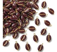 KitBeads Lot de 100 breloques opaques en acrylique grain de café pour | Breloques ovales marron noix de coco sur le thème du café, pour collier, bracelet, boucles d'oreilles, porte-clés, décoration