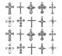 KitBeads Lot de 100 breloques tibétaines en forme de croix - Style mixte - Jésus Christ - Gothique - Tête de mort - Crucufix creux - Pour la fabrication de bijoux et bracelets