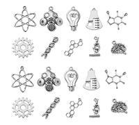 KitBeads Lot de 100 breloques tibétaines Sience de styles mixtes ADN Brain Light Bulb Microscope Charms Thème laboratoire Biologie Chimie Charms pour la fabrication de bijoux en vrac