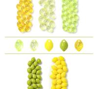 KitBeads Lot de 100 perles en acrylique transparent en forme de citron, 3 styles, vert et jaune, en forme de citron, pour la fabrication de bijoux, boucles d'oreilles, colliers, travaux manuels