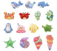 KitBeads Lot de 15 broches en forme d'animaux de l'océan - 15 styles - Poisson, dauphin, crabe, coquillage - Pour sacs à dos, vêtements, écharpes, châles, chapeaux