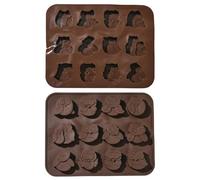 KitBeads Lot de 2 moules rectangulaires en silicone motif hibou, marron, 150 mm x 195 mm x 15 mm, anti-adhésifs, passent au four, au congélateur, au micro-ondes et au lave-vaisselle, crayons, savons