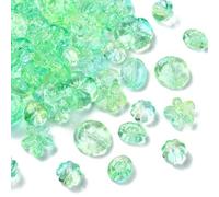 KitBeads Lot de 260 perles rondes Y2K en acrylique vert menthe aléatoire assorties pour la fabrication de bijoux, bracelets, colliers, loisirs créatifs