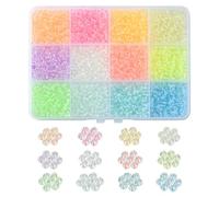 KitBeads Lot de 3 400 perles de rocaille en verre 8/0 phosphorescentes de 3 mm, 12 couleurs, perles rondes transparentes pour la fabrication de bijoux et bracelets en vrac