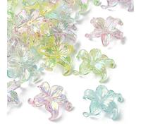 KitBeads Lot de 30 perles de lys en acrylique transparent de 6 styles, en forme de trompette, cloche, fleur AB pour la fabrication de bijoux, bracelets, colliers en vrac