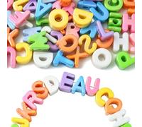 KitBeads Lot de 52 grandes perles colorées acryliques lettres ABC pour bijouterie et travaux manuels