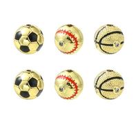 KitBeads Lot de 6 breloques en plaqué or pour bracelets, colliers, boucles d'oreilles, fabrication de bijoux - 3 styles - Motif football et basket-ball