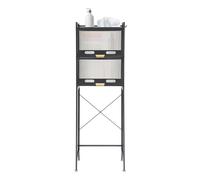 Kitchen 3-Tier Over Toilet Bathroom Organizer Storage Cabinet with Glass Doors and Adjustable Shelf Freestanding Above Over Toilets Cabinets for Toilet Laundry Room Kitchens