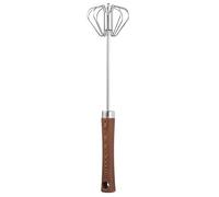 Kitchen Baking Whisk, Semi Automatic Whisk, Hand Push Rotating Egg Beater with Comfortable Handle for Frothing, Mixing, Home, Dorm, Apartment, 2.83x12.01 Inches, Wood Steel