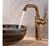 Kitchen Brass Antique Hot Cold Single Handle Sink Mixer Taps Bathroom Deck Mounted Basin (Color : High) (Short) Drinking Water Faucet