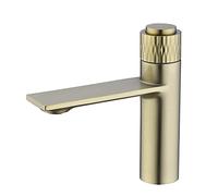 Kitchen Brass Bathroom Single Handle Basin Deck Mounted Vanity Faucet Sink Mixer Tap Hot and Cold Lavatory Faucet,Brushed (Brushed Gold) Drinking