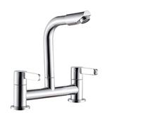 Kitchen Brass Pure Water Tap Bridge Faucet Dual Handle Hot And Cold Drinking Water Filter Kitchen Mixer Taps Dropshipping(Silver)
