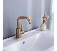 Kitchen Brushed Gold Bathroom Basin Cold and Hot Mixer Sink Single Handle Deck Mounted Water Tap (Color Faucet with Pop Up (2)