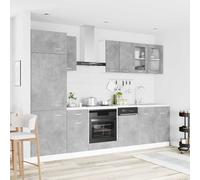 vidaXL Unité de Cuisine Lyon 8 pcs Gris béton Bois d'ingénierie, Solutions de Rangement Modernes pour, Ensemble de Meubles rectangulaires, Espace de Cuisine Bien organisé
