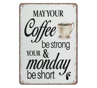 Kitchen Coffee Quote Tin Sign Home 12x8 Inch | Scratch resistant maintains its look despite daily kitchen activity exposure