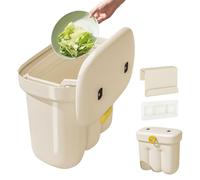 Kitchen Compost Bin - Wall Mount Space Saving Garbage Container | Abs Beige 25x23x13cm Size, 1300g Weight, Food Waste Bin for Dorm Cabinet Cupboard Countertop Bathroom