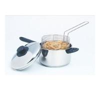 KitchenCraft Large Stainless Steel Induction-Safe Chip Pan with Fryer Basket and Lid, 20 cm (8")