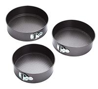 Kitchen Craft KCCAKESET3 Set de 3 Moules à Charnière, Acier, Noir, 22 x 24 x 26 cm