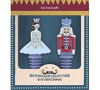 KitchenCraft Lot de 2 Bouchons en Silicone pour Bouteille de Vin, Collection Casse-Noisette, Multicolores