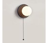Kitchen Faucet Black Cave Stone Round Indoor Mur Wall Lampe with Globe Milk White Glass Shade, Art Home Decor Lighting Fixture for Bedroom Living Room Cafe Hotel, G9 Pobite (Pull Chain Switc