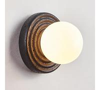 Kitchen Faucet Black Cave Stone Round Indoor Mur Wall Lampe with Globe Milk White Glass Shade, Art Home Decor Lighting Fixture for Bedroom Living Room Cafe Hotel, G9 Pobite (régulier)