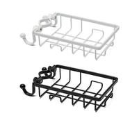 Kitchen Faucet Sponge Sponge Soap Drain Cloth Storage Box Soap Towel Rack Shelf Stopper(2Pcs,White and Black)