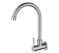 Kitchen Faucet Stainless Steel Wall Mounted Single Cold Water Faucet Lower Curve Faucet Wall Sink Water Tap(TYPEB)