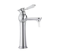 Kitchen Faucet Thickened Single/Double Lever Tap Cold And Hot Free Rotation Deck Mounted Bathroom Sink Faucet Ceramic Handle(Red)