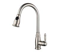 Kitchen Faucet with Pull Down Sprayer 2 Functions Nozzle Hot and Cold 360° Rotation Single Hole Faucets for Kitchen Sinks Brushed