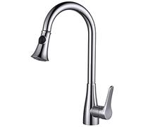 Kitchen Faucet with Pull Down Sprayer, 360° Swivel Kitchen Sink Faucet, High Arc Single Handle Hot and Cold Water Kitchen Mixer Tap, Single Hole Faucet,Chrome