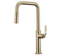 Kitchen Faucet with Pull Down Sprayer, Brass 360° Rotation Out Sink 2 Spray Modes, Single Handle Hot and Cold Mixer Tap, Hole Deck Mount,Gun Gray (Chrome)