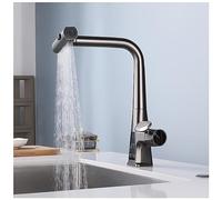 Kitchen Faucet with Pull Down Sprayer, Waterfall Kitchen Sink Faucets, Stainless Steel High Arc Brushed Nickel Faucet, Silicone Waterfall Outlet