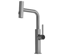 Kitchen Faucet with Pull Down Sprayer, Waterfall Kitchen Sink Faucets, Stainless Steel High Arc Brushed Nickel Faucet, Silicone Waterfall Outlet (Color : Gray, Size : 45cm)