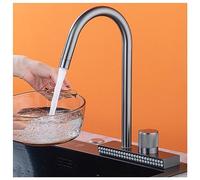 Kitchen Faucet with Pull Down Sprayer Waterfall Kitchen Sink Faucets Stainless Steel High Arc Brushed Nickel Faucet Silicone Waterfall Outlet