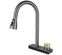 Kitchen Faucet with Pull Down Sprayer, Waterfall Kitchen Sink Faucets, Stainless Steel High Arc Brushed Nickel Faucet, Silicone Waterfall Outlet