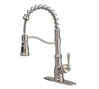 Kitchen Faucet with Pull Out Spray, Kitchen Sink Mixer Faucets Brass Hot and Cold Water Spring Retractable Swivel Pull Out Kitchen Mixer Faucet-Drawing