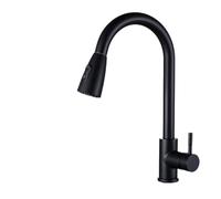 Kitchen Faucets Brushed Nickel Pull Out Kitchen Sink Water Tap Deck Mounted Mixer Stream Sprayer Head Hot Cold Taps Sliver(Black B,G9/16)