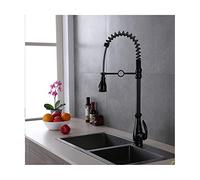 Kitchen Faucets, Solid Brass Single Handle Single Lever Bifunctional Pull Down Sprayer Spring Kitchen Sink Faucet (Black)