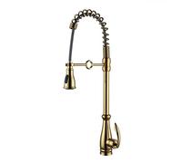 Kitchen Faucets, Solid Brass Single Handle Single Lever Bifunctional Pull Down Sprayer Spring Kitchen Sink Faucet (Black)