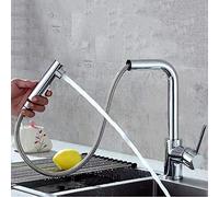 Kitchen Faucets with Pull Down Sprayer Kitchen Pull-Out Faucet Sink Faucet Copper 360-degree rotatable Hot and Cold Telescopic Kitchen Faucet Chrome-Plated