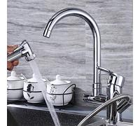 Kitchen Faucets with Pull Out Chrome-Plated Brass Telescopic Spray Rotating Sink Faucet-B (Color : B) Drinking Water Faucet