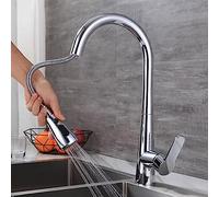Kitchen Faucets with Pull Out Spray, Kitchen Mixer Faucet Brass Hot and Cold Water Multifunction Swivel Pull Out Kitchen Faucet-Grey