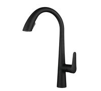 Kitchen Faucets with Pull Out Spray, Kitchen Mixer Faucet Swivel Hot and Cold Water Brass Single Hole Pull Out Kitchen Sink Faucet-Black