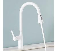 Kitchen Faucets with Pull Out Sprayer, Brass Swivel Kitchen Sink Mixer Tap, Telescopic Hot and Cold Water Faucet, Black