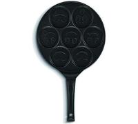 Kitchen Fun Poêle à blinis Smiley en fonte d'aluminium 27 cm Noir