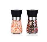 Kitchen Gadgets Lot de 2 Poivrières Manuelles, Moulins à Épices en Céramique avec Bouteilles en Verre Réglables