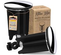 Kitchen Helpis® Lot de 2 bondes universelles pour évier, bonde de 40mm avec chaine attrape-cheveux, bonde évier, bonde évier contre les mauvaises odeurs, bonde lavabo inoxydable, bonde de lavabo, noir