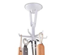 Kitchen Hook, Rotating Spoon Hanger, 2x2 Inch Mount with Six Prongs, Durable Rack, No-Drill Adhesive with Swivel Design, Wall Organizer for Bathroom and Shower Spoon and Spatula